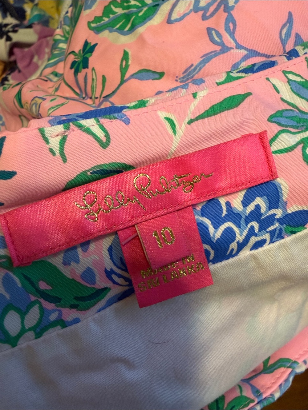 Lilly Pulitzer Pink Floral Faux-Wrap Mini Skirt with Blue & Green Blooms - Picture 2 of 3